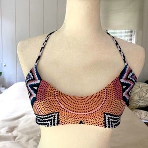 Mara Hoffman triangle bikini top ethnic pattern size L with straps on back